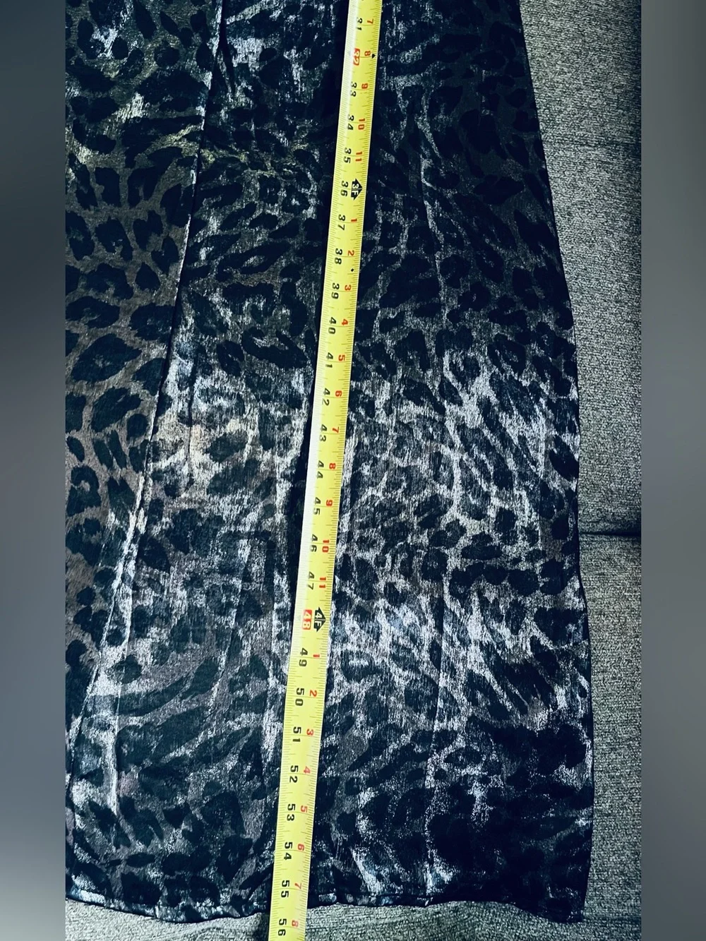 Vince Camuto Black and Silver Leopard Satin Maxi Dress